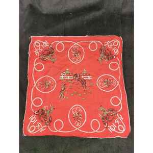 Vintage 1950s Swagger Cowboy Handkerchief Rodeo Lasso Bandana 11.5in